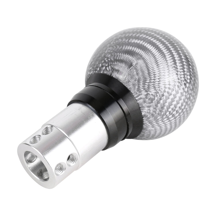 Universal Car Pressable Telescopic Carbon Fiber Gear Head Gear Shift Knob, Length: 9.5cm (Silver) by buy2fix