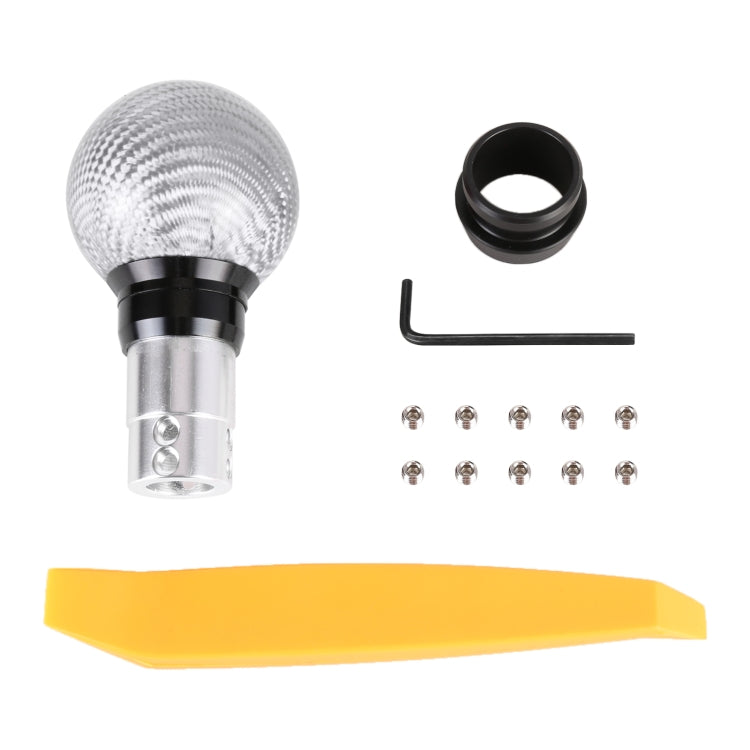 Universal Car Pressable Telescopic Carbon Fiber Gear Head Gear Shift Knob, Length: 9.5cm (Silver) by buy2fix