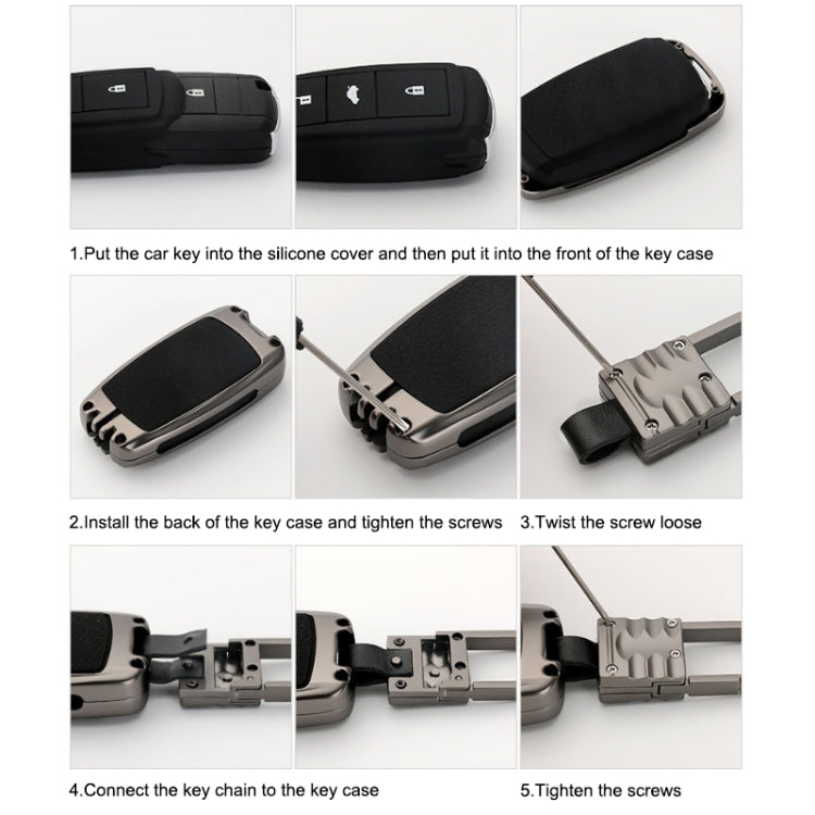 Car Luminous All-inclusive Zinc Alloy Key Protective Case Key Shell for Volkswagen B Style Smart 3-button (Gun Metal) by buy2fix