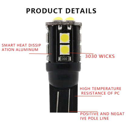 10 PCS T10/168/194 DC12V / 1W / 6000K / 60LM Car Decoding Clearance Lights with 12LEDs SMD-3030 Lamp Beads - Brake Lights by buy2fix | Online Shopping UK | buy2fix