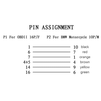 Motorcycle OBD Cable 10PIN to 16PIN Connector Cable for BMW - Cables & Connectors by buy2fix | Online Shopping UK | buy2fix