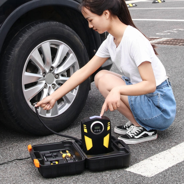 Car 12V Portable Inflatable Cylinder Pedal Digital Display Air Pump with Light & Tool Box - Inflatable Pump by buy2fix | Online Shopping UK | buy2fix