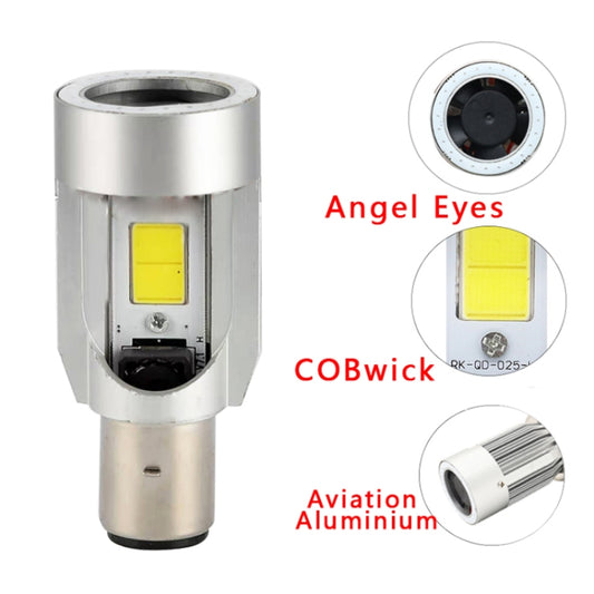 BA20D DC12-80V / 20W / 6000K / 2000LM Motorcycle Headlight with Angel Eyes (Blue) by buy2fix