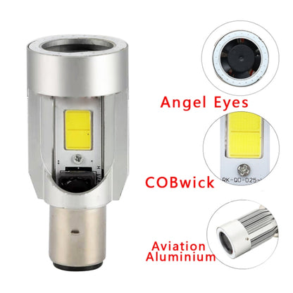 BA20D DC12-80V / 20W / 6000K / 2000LM Motorcycle Headlight with Angel Eyes (Red) by buy2fix