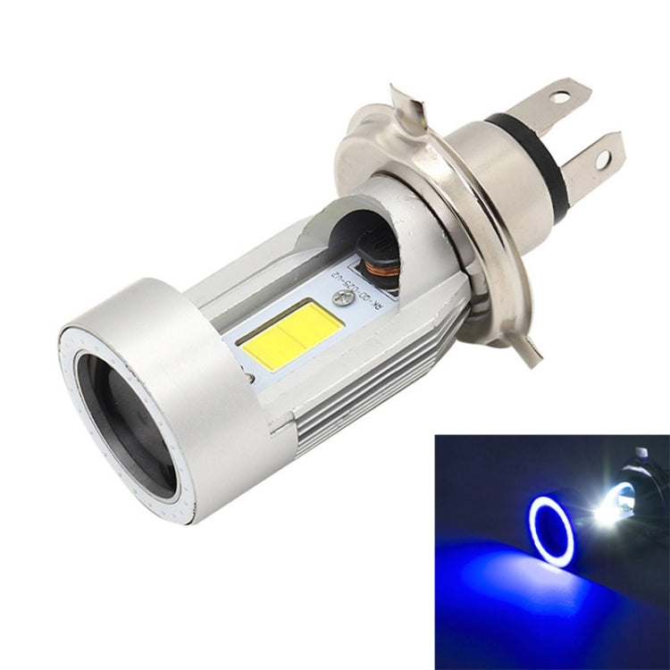 H4 DC12-80V / 20W / 6000K / 2000LM Motorcycle Headlight with Angel Eyes (Blue) by buy2fix