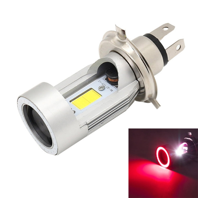 H4 DC12-80V / 20W / 6000K / 2000LM Motorcycle Headlight with Angel Eyes (Red) by buy2fix