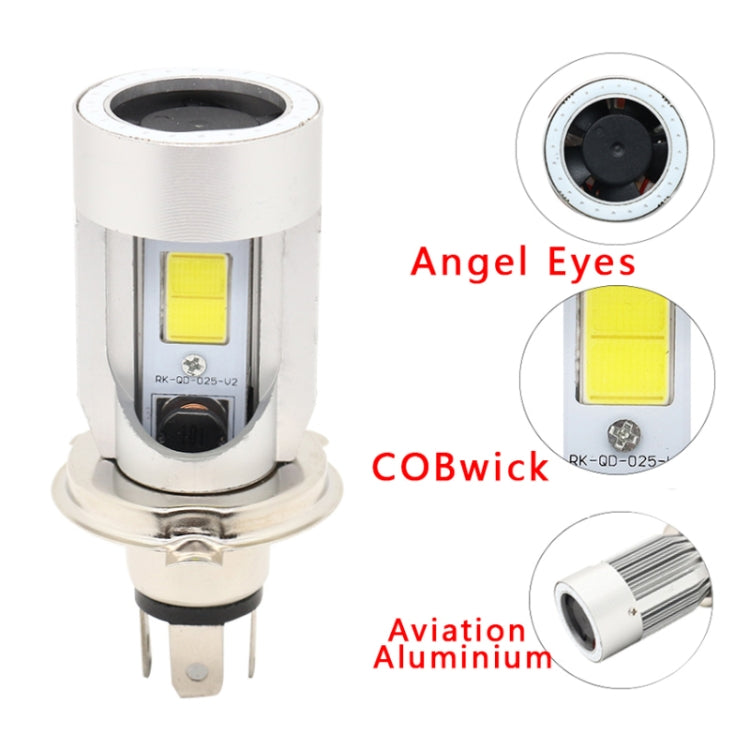 H4 DC12-80V / 20W / 6000K / 2000LM Motorcycle Headlight with Angel Eyes (Red) by buy2fix