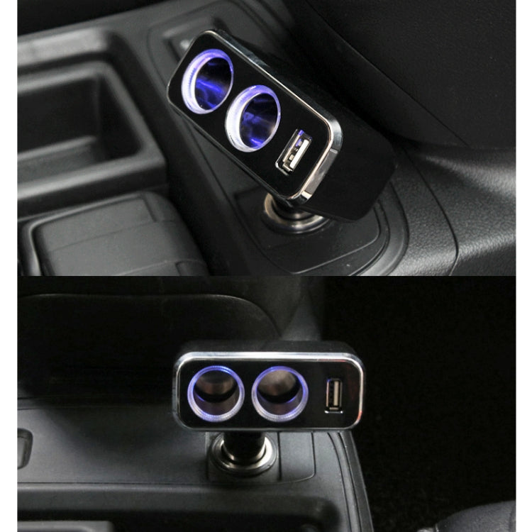 SHUNWEI SD-1909 80W 0.8A Car 2 in 1 USB Charger 90 Degree Free Rotation Cigarette Lighter (Black) - Cigar Socket by SHUNWEI | Online Shopping UK | buy2fix