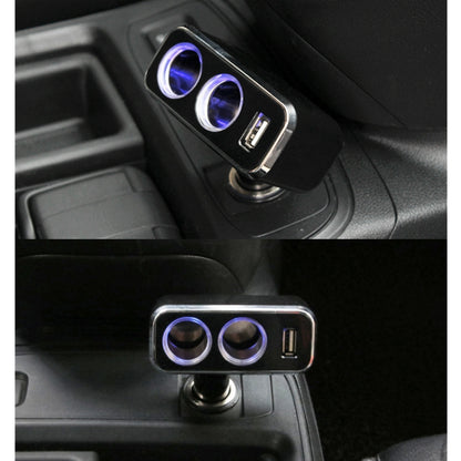 SHUNWEI SD-1909 80W 0.8A Car 2 in 1 USB Charger 90 Degree Free Rotation Cigarette Lighter (Black) - Cigar Socket by SHUNWEI | Online Shopping UK | buy2fix