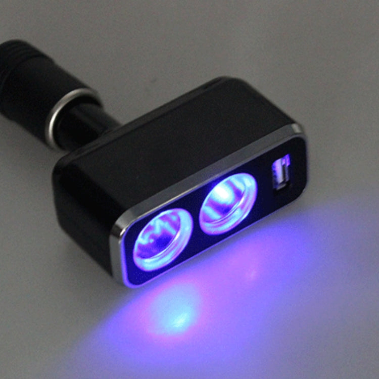 SHUNWEI SD-1909 80W 0.8A Car 2 in 1 USB Charger 90 Degree Free Rotation Cigarette Lighter (Black) - Cigar Socket by SHUNWEI | Online Shopping UK | buy2fix