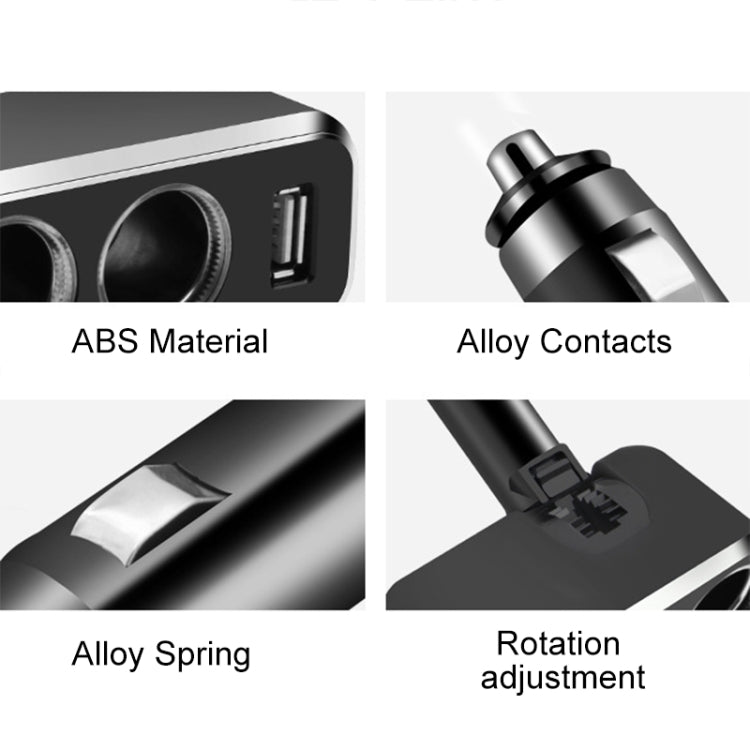 SHUNWEI SD-1909 80W 0.8A Car 2 in 1 USB Charger 90 Degree Free Rotation Cigarette Lighter (Black) - Cigar Socket by SHUNWEI | Online Shopping UK | buy2fix