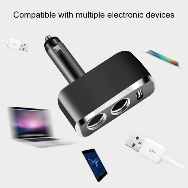 SHUNWEI SD-1909 80W 0.8A Car 2 in 1 USB Charger 90 Degree Free Rotation Cigarette Lighter (Black) - Cigar Socket by SHUNWEI | Online Shopping UK | buy2fix