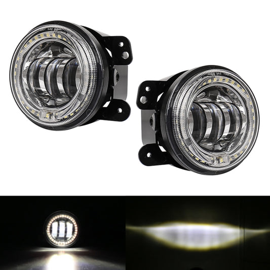 2 PCS DC12V-30V / 30W / 3A / 1440LM 12LEDs  4 inch Car LED Colorful Fog Light, Style: White Background (White Light) - Fog / Driving Lights by buy2fix | Online Shopping UK | buy2fix