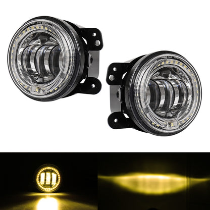 2 PCS DC12V-30V / 30W / 3A / 1440LM 12LEDs  4 inch Car LED Colorful Fog Light, Style: White Background (Yellow Light) - Fog / Driving Lights by buy2fix | Online Shopping UK | buy2fix