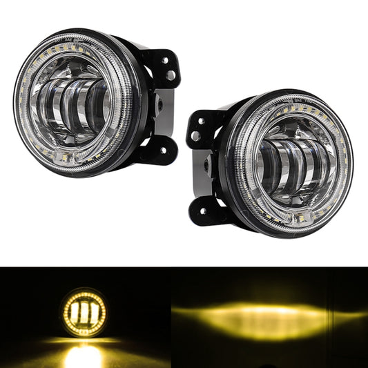 2 PCS DC12V-30V / 30W / 3A / 1440LM 12LEDs  4 inch Car LED Colorful Fog Light, Style: White Background (Yellow Light) - Fog / Driving Lights by buy2fix | Online Shopping UK | buy2fix