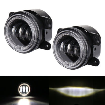 2 PCS DC12V-30V / 30W / 3A / 1440LM 12LEDs  4 inch Car LED Colorful Fog Light, Style: Black Background(White Light) - Fog / Driving Lights by buy2fix | Online Shopping UK | buy2fix
