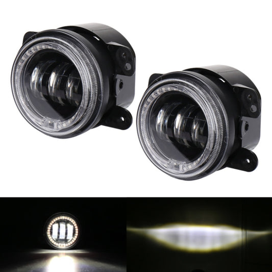 2 PCS DC12V-30V / 30W / 3A / 1440LM 12LEDs  4 inch Car LED Colorful Fog Light, Style: Black Background(White Light) - Fog / Driving Lights by buy2fix | Online Shopping UK | buy2fix