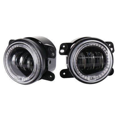 2 PCS DC12V-30V / 30W / 3A / 1440LM 12LEDs  4 inch Car LED Colorful Fog Light, Style: Black Background(Yellow Light) - Fog / Driving Lights by buy2fix | Online Shopping UK | buy2fix