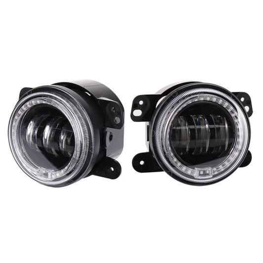 2 PCS DC12V-30V / 30W / 3A / 1440LM 12LEDs  4 inch Car LED Colorful Fog Light, Style: Black Background(Yellow Light) - Fog / Driving Lights by buy2fix | Online Shopping UK | buy2fix