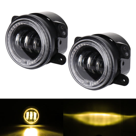 2 PCS DC12V-30V / 30W / 3A / 1440LM 12LEDs  4 inch Car LED Colorful Fog Light, Style: Black Background(Yellow Light) - Fog / Driving Lights by buy2fix | Online Shopping UK | buy2fix
