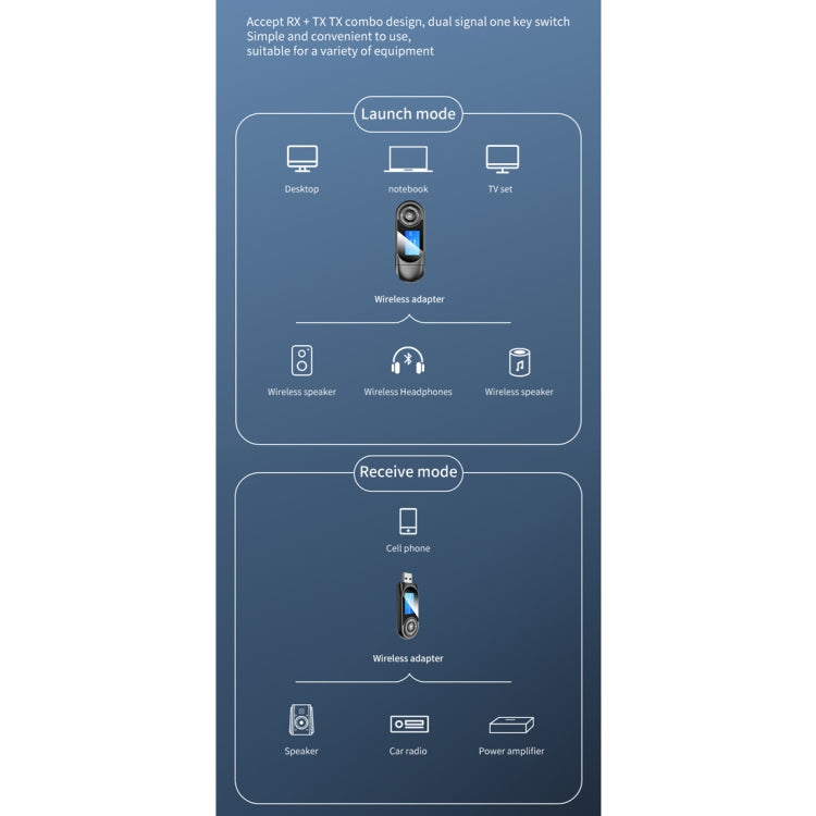 T-13 Bluetooth 5.0 LCD Digital Display Bluetooth Adapter Receiver Transmitter(Black) by buy2fix