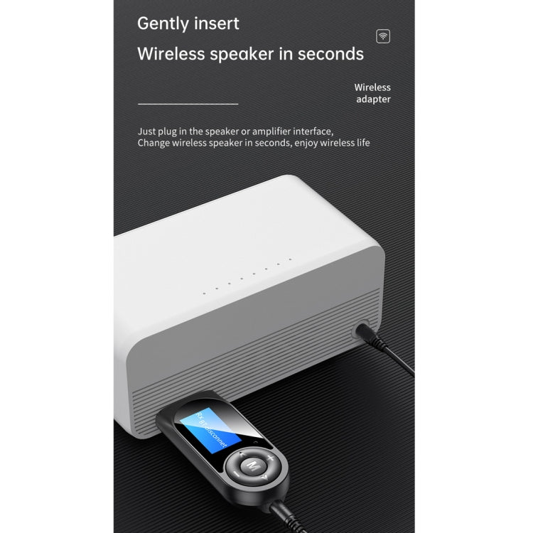 T-13 Bluetooth 5.0 LCD Digital Display Bluetooth Adapter Receiver Transmitter(Black) by buy2fix