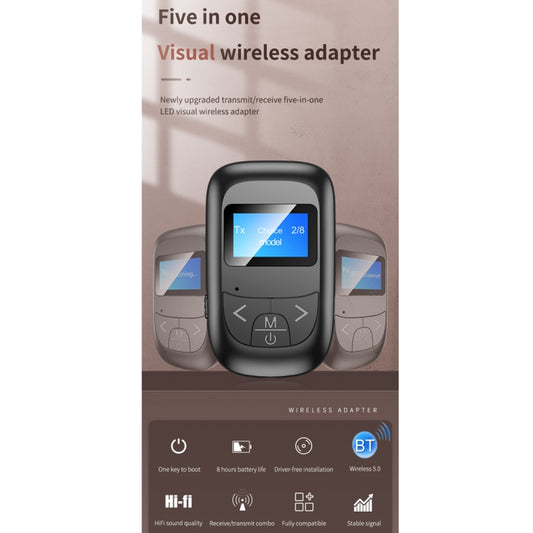 T-14 Bluetooth 5.0 2 In 1 LCD Digital Display Bluetooth Adapter Receiver Transmitter(Black) by buy2fix