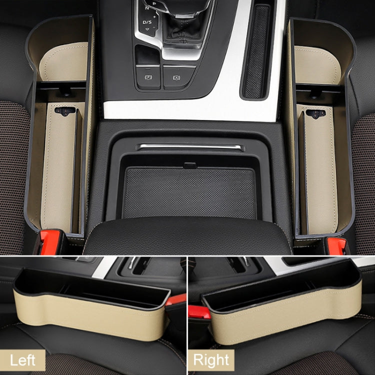 2 PCS Car Multi-functional Principal And Deputy Driver Seat Console Leather Box (Beige) by buy2fix