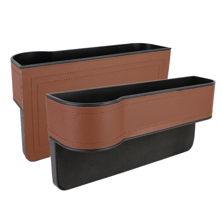 2 PCS Car Multi-functional Principal And Deputy Driver Seat Console Leather Box (Brown) by buy2fix