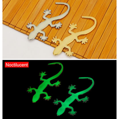 Gecko Shape Metal Car Luminous Decorative Sticker (Gold) by buy2fix