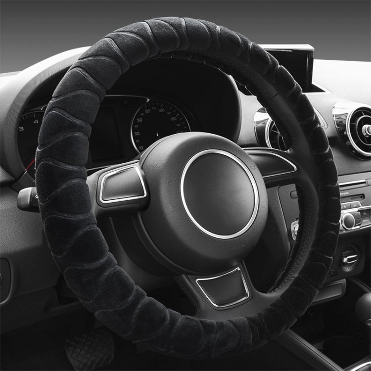 Car Universal Short Plush Warm Anti-skid Steering Wheel Cover, Adaptation Steering Wheel Diameter: 38cm (Black) by buy2fix