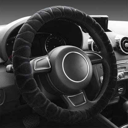 Car Universal Short Plush Warm Anti-skid Steering Wheel Cover, Adaptation Steering Wheel Diameter: 38cm (Black) by buy2fix