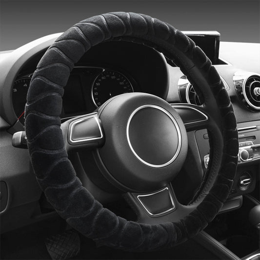 Car Universal Short Plush Warm Anti-skid Steering Wheel Cover, Adaptation Steering Wheel Diameter: 38cm (Black) by buy2fix