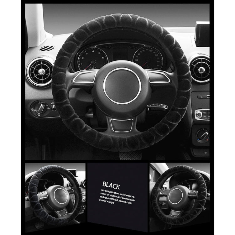 Car Universal Short Plush Warm Anti-skid Steering Wheel Cover, Adaptation Steering Wheel Diameter: 38cm (Black) by buy2fix