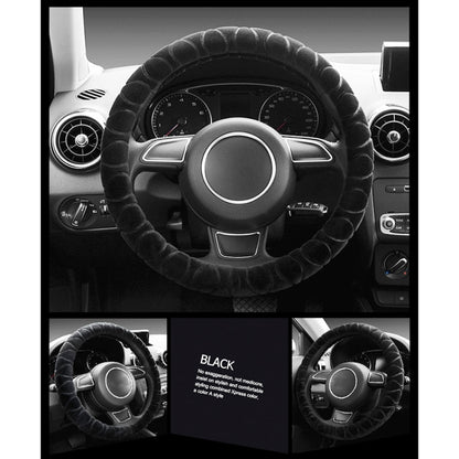 Car Universal Short Plush Warm Anti-skid Steering Wheel Cover, Adaptation Steering Wheel Diameter: 38cm (Black) by buy2fix