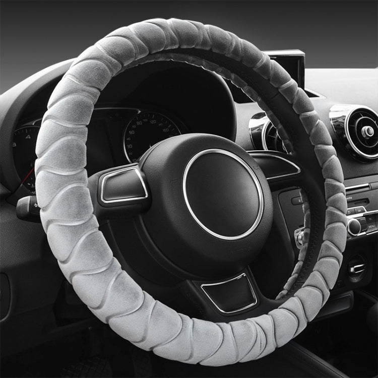 Car Universal Short Plush Warm Anti-skid Steering Wheel Cover, Adaptation Steering Wheel Diameter: 38cm (Grey) by buy2fix