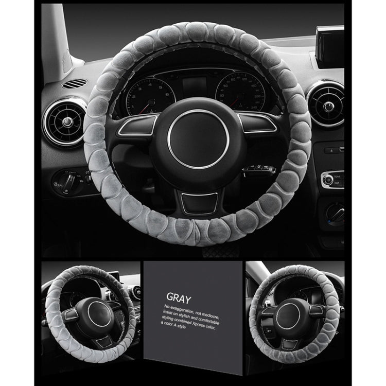 Car Universal Short Plush Warm Anti-skid Steering Wheel Cover, Adaptation Steering Wheel Diameter: 38cm (Grey) by buy2fix