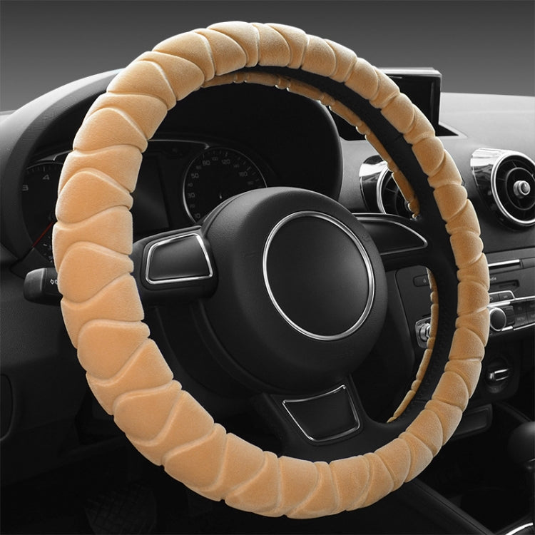 Car Universal Short Plush Warm Anti-skid Steering Wheel Cover, Adaptation Steering Wheel Diameter: 38cm (Beige) by buy2fix