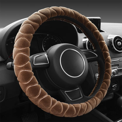 Car Universal Short Plush Warm Anti-skid Steering Wheel Cover, Adaptation Steering Wheel Diameter: 38cm (Brown) by buy2fix