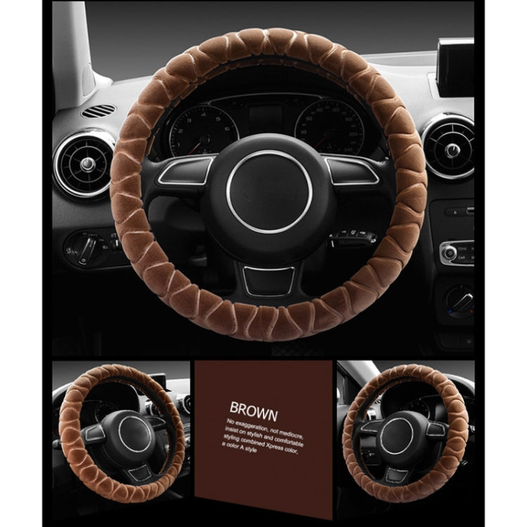 Car Universal Short Plush Warm Anti-skid Steering Wheel Cover, Adaptation Steering Wheel Diameter: 38cm (Brown) by buy2fix