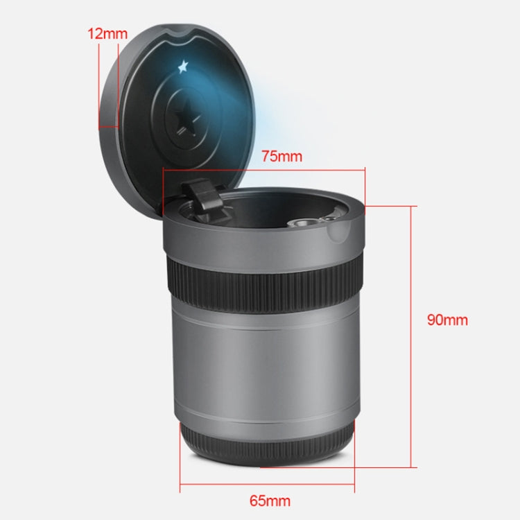 Multi-function Portable Creative LED Car Cigarette Ash Tray Ashtray with Lid(Silver) by buy2fix