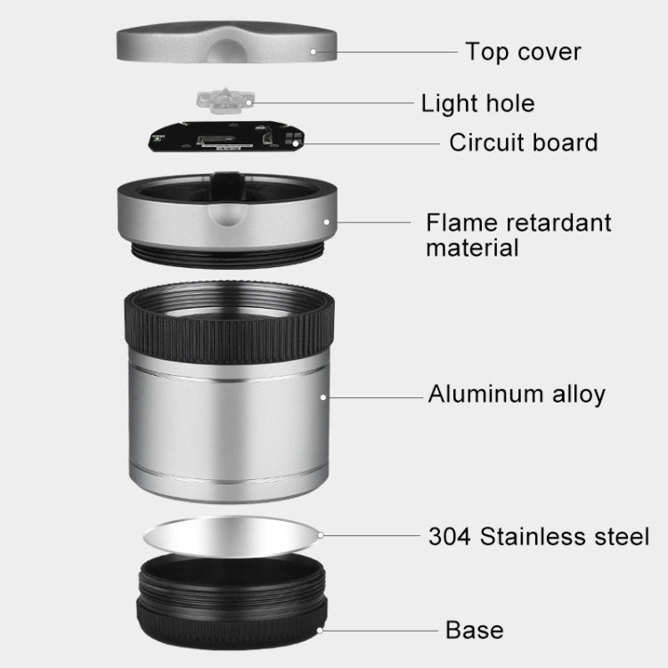 Multi-function Portable Creative LED Car Cigarette Ash Tray Ashtray with Lid(Silver) by buy2fix