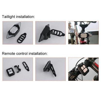 USB Rechargeable Bicycle Turn Light Wireless Remote Control Bike Tail Light by buy2fix