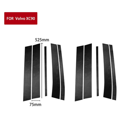 10 in 1 Car Carbon Fiber Door and Window Pillar Decorative Sticker for Volvo XC90 2003-2014, Left and Right Drive Universal - Decorative Strip by buy2fix | Online Shopping UK | buy2fix