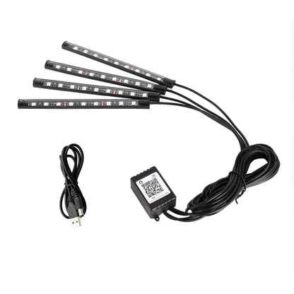 4 in 1 Universal Car USB 8-color APP Control LED Atmosphere Light Decorative Lamp, with 9LEDs Lamps Cable Length: 1.5m -  by buy2fix | Online Shopping UK | buy2fix