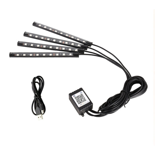 4 in 1 Universal Car USB 8-color APP Control LED Atmosphere Light Decorative Lamp, with 9LEDs Lamps Cable Length: 1.5m -  by buy2fix | Online Shopping UK | buy2fix