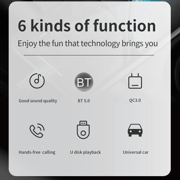 C14 Multifunctional Car Dual QC3.0+PD18W USB Charger Bluetooth FM Transmitter with Atmosphere Light by buy2fix