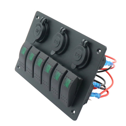 Multi-functional Combination Switch Panel 12V / 24V 6 Way Switches + Dual USB Charger for Car RV Marine Boat (Red Light) - Car Switches by buy2fix | Online Shopping UK | buy2fix