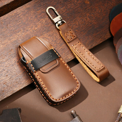 Hallmo Car Cowhide Leather Key Protective Cover Key Case for Audi A6L / A8L / A4 / A7 / A5 A Style(Brown) - Car Key Cases by buy2fix | Online Shopping UK | buy2fix