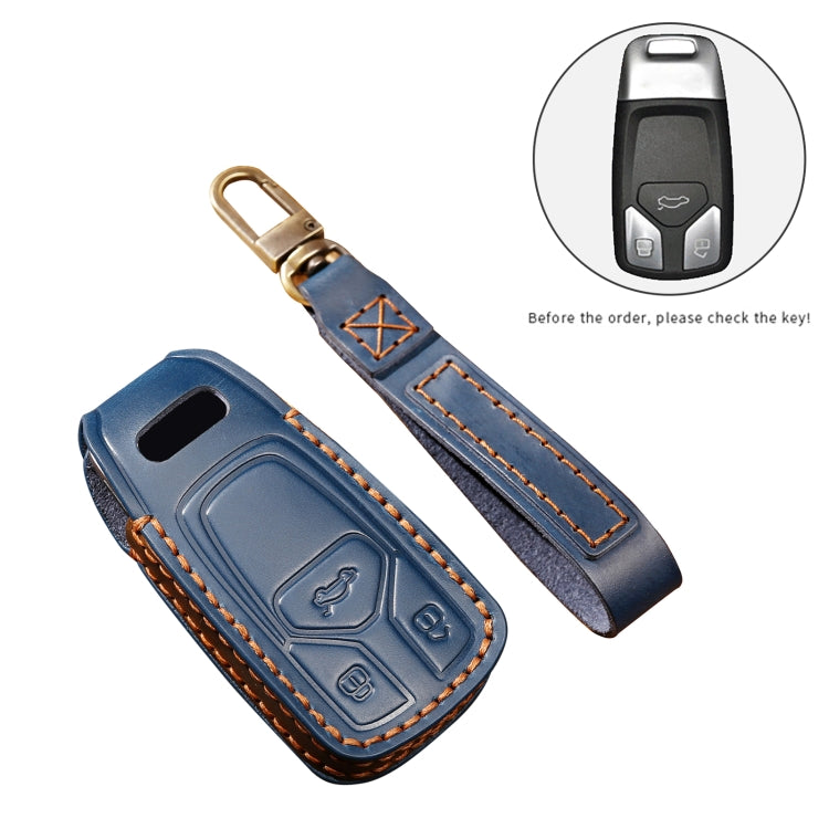Hallmo Car Cowhide Leather Key Protective Cover Key Case for Audi A6L / A8L / A4 / A7 / A5 A Style(Brown) - Car Key Cases by buy2fix | Online Shopping UK | buy2fix